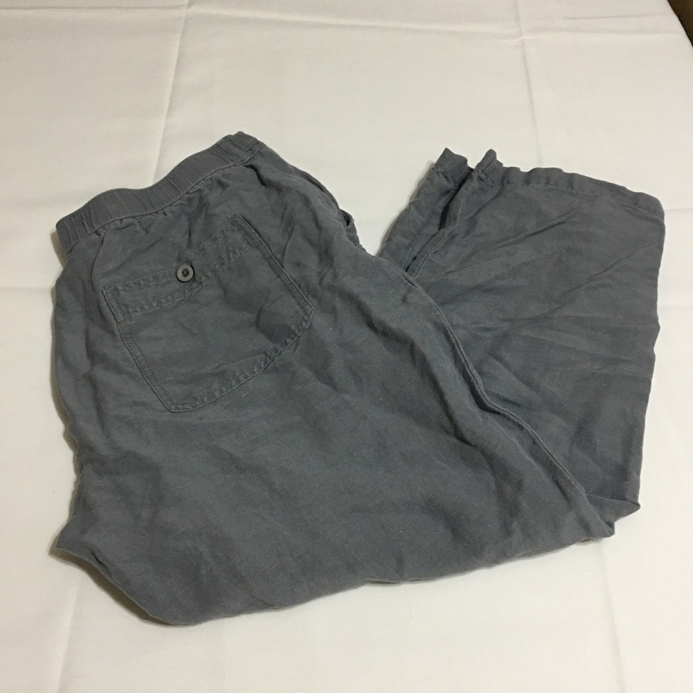 Cubavera Linen Blend Pants Mens Large Gray Drawstring Casual